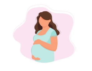 Illustration of a pregnant woman supporting her belly